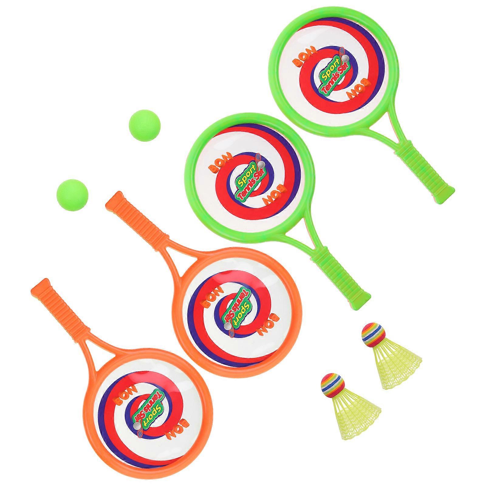 Durable PP Kids Tennis Racket Set with 2 Racquets and Balls for Outdoor Play Assorted Color 18cm Bracket