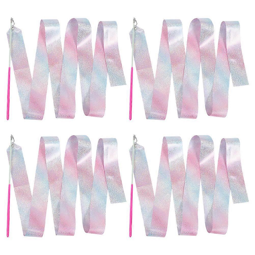 4pcs Kids Dance Wands with Ribbons for Gymnastics and Dance Streamers 2m