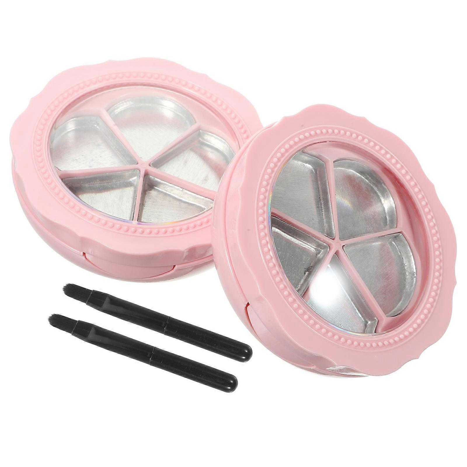 Refillable Lipstick Box 2 Sets Eyeshadow Case For Women Portable Storage 5 Grids Ideal For Travel Display And Makeup