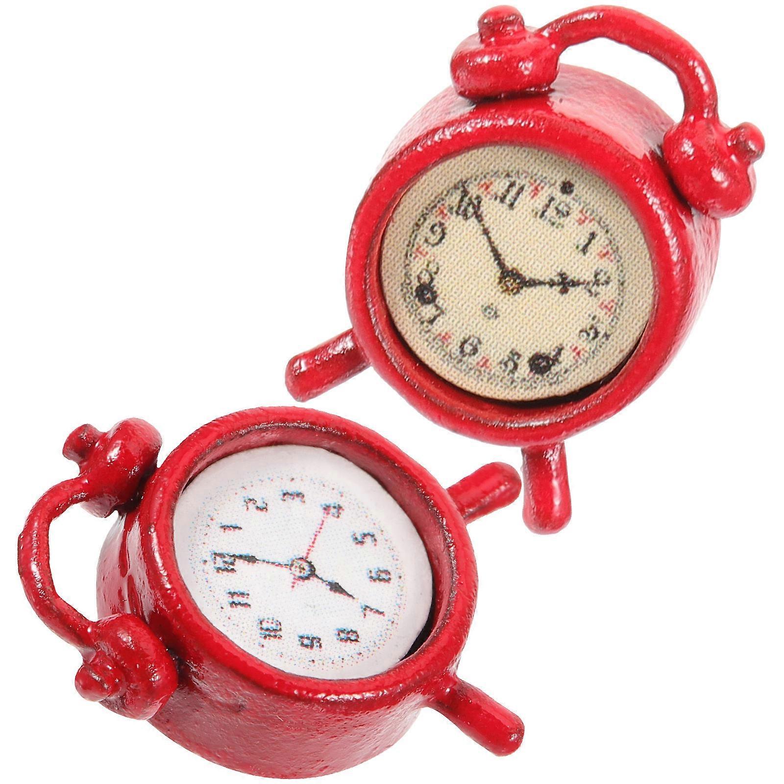 Rectangular Miniature Clock Photo Prop For Children In Red Color With Multi-functional Uses 2Pcs