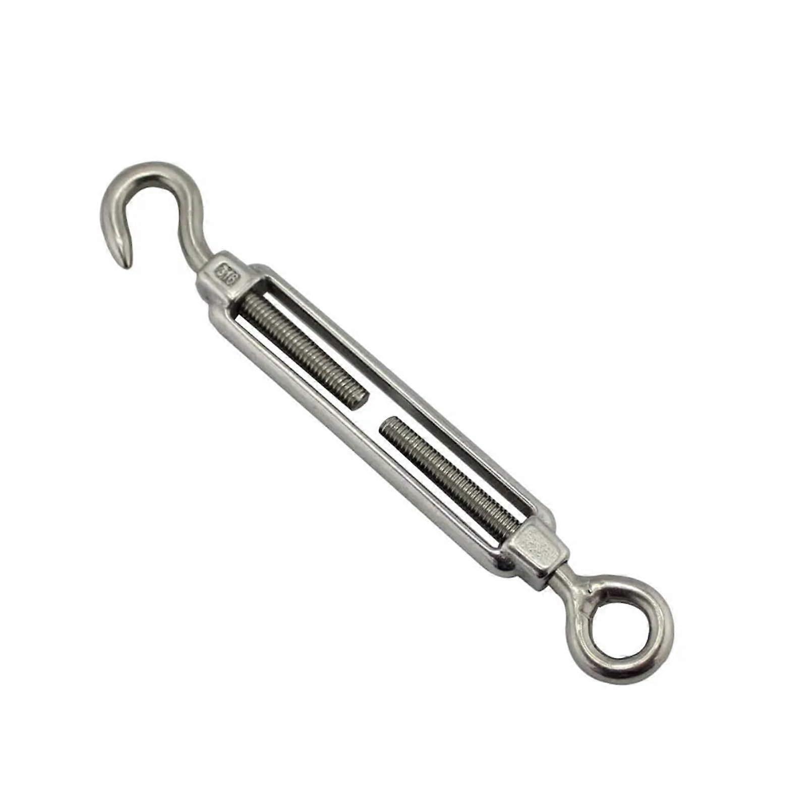 Rope Tensioner Turnbuckle Kit 2 Pieces M4 M5 M6 M8 M10 Stainless Steel 304 Hook and Eye for Sail Shade Rigging