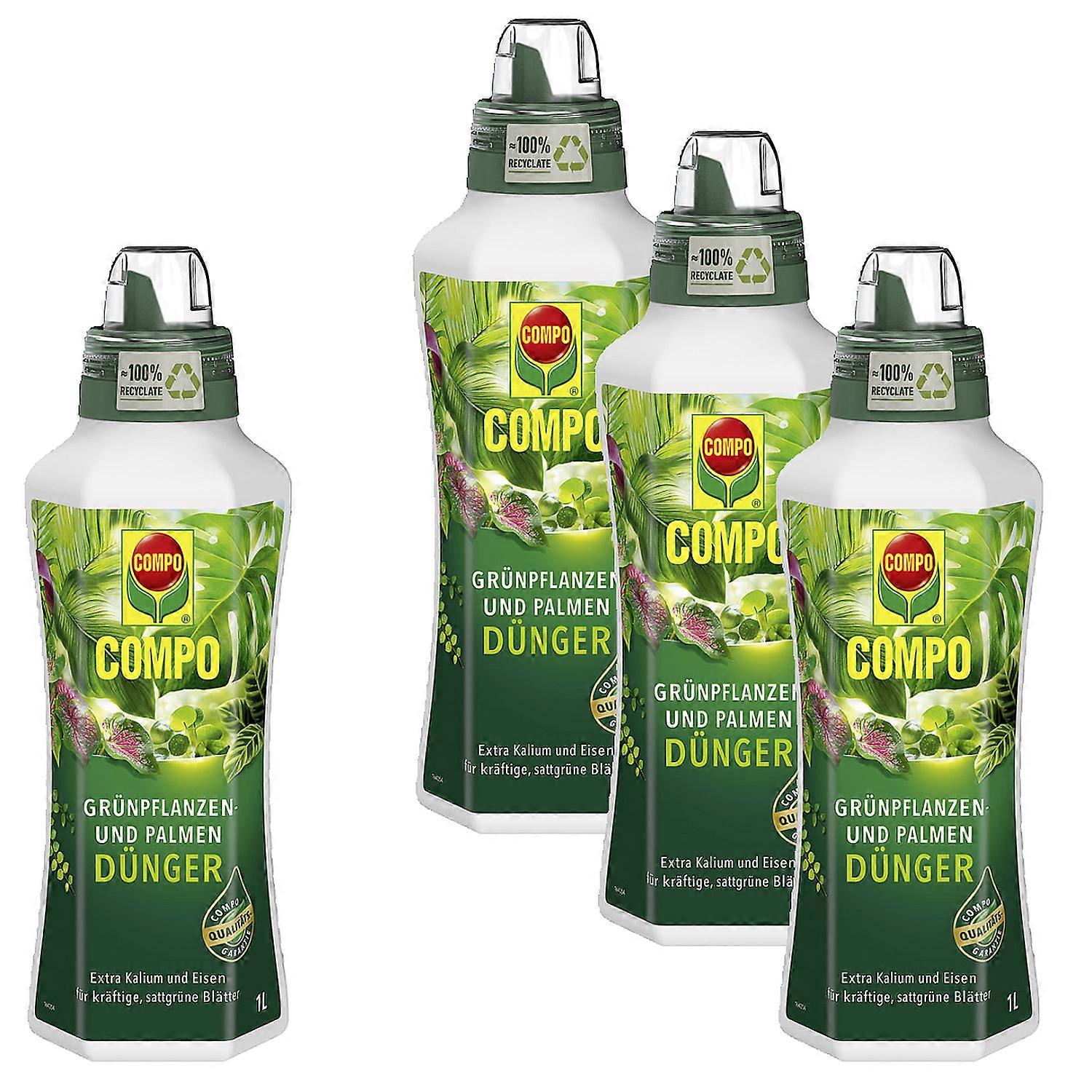 4 x COMPO 绿色植物和棕榈肥料,1 升