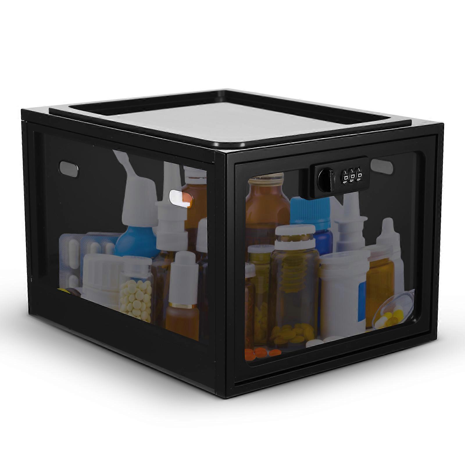 Medicine Storage Box with Password Lock - Black
