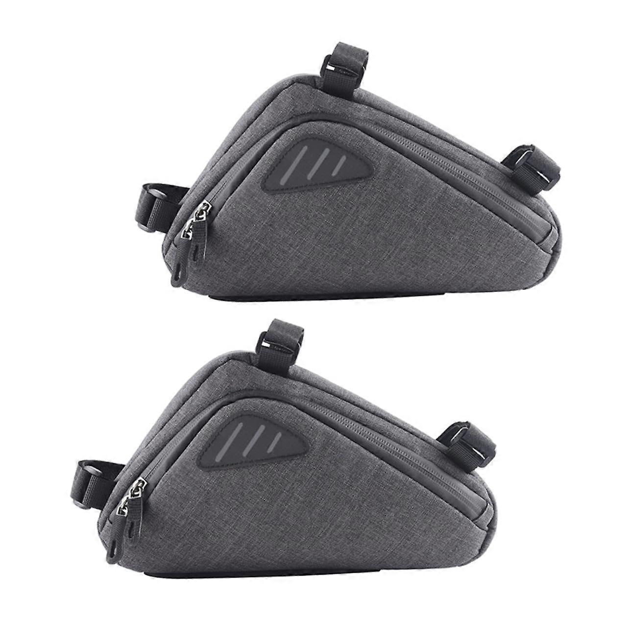 2 pieces bicycle triangle bags waterproof for mountain bikes and road bikes practical storage  tube with reflective safety features