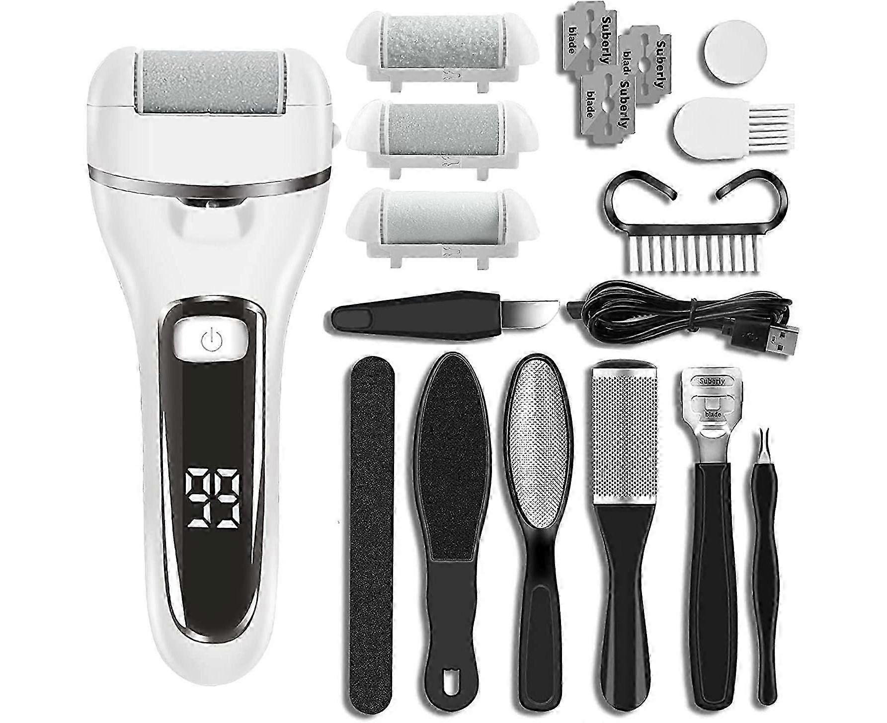 14-in-1 Electric Foot Callus Remover Kit with LED Display, 3 Rollers