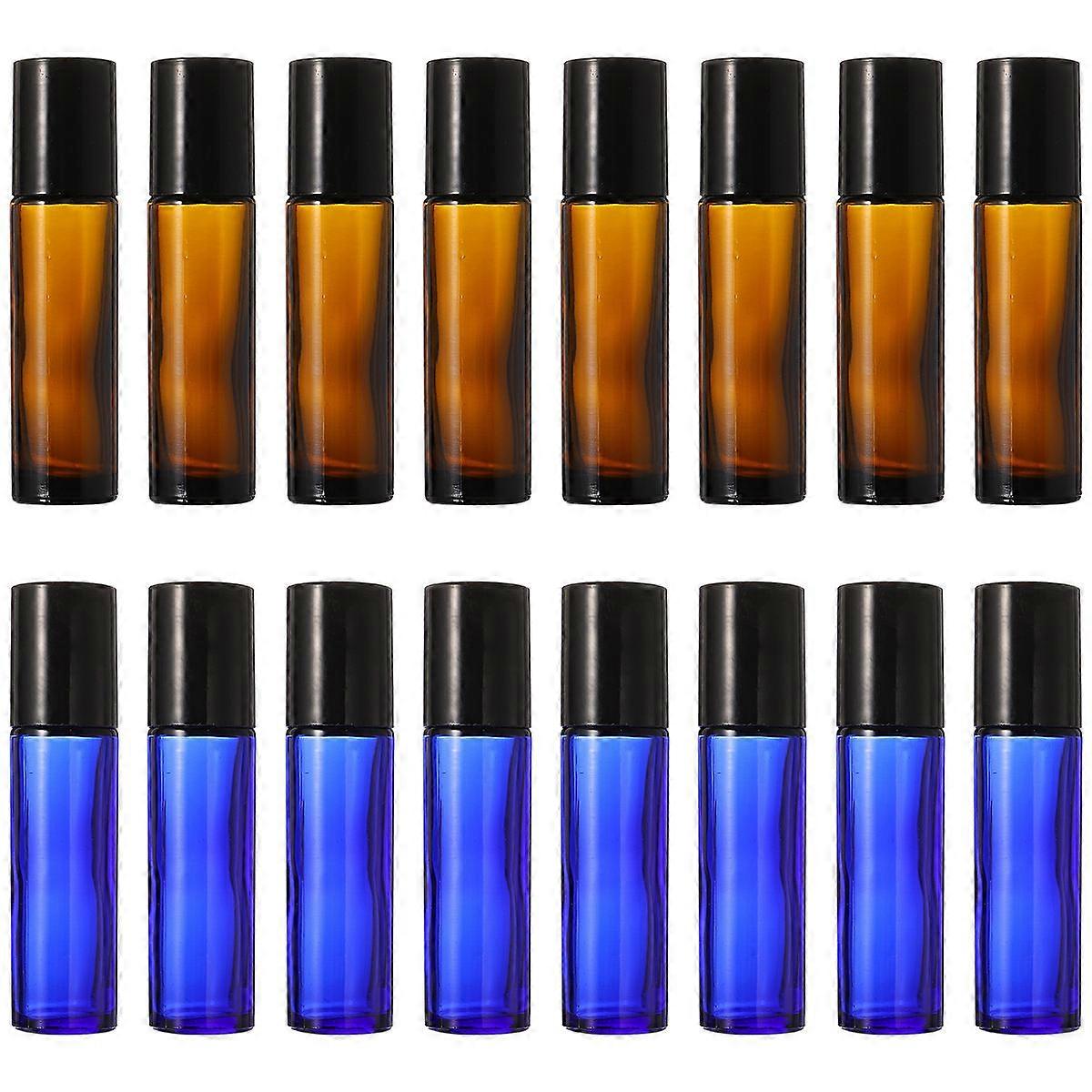 Glass Roller Bottles with Black Plastic Lids for Essential Oils 16pcs 10ml Perfect for Storage and