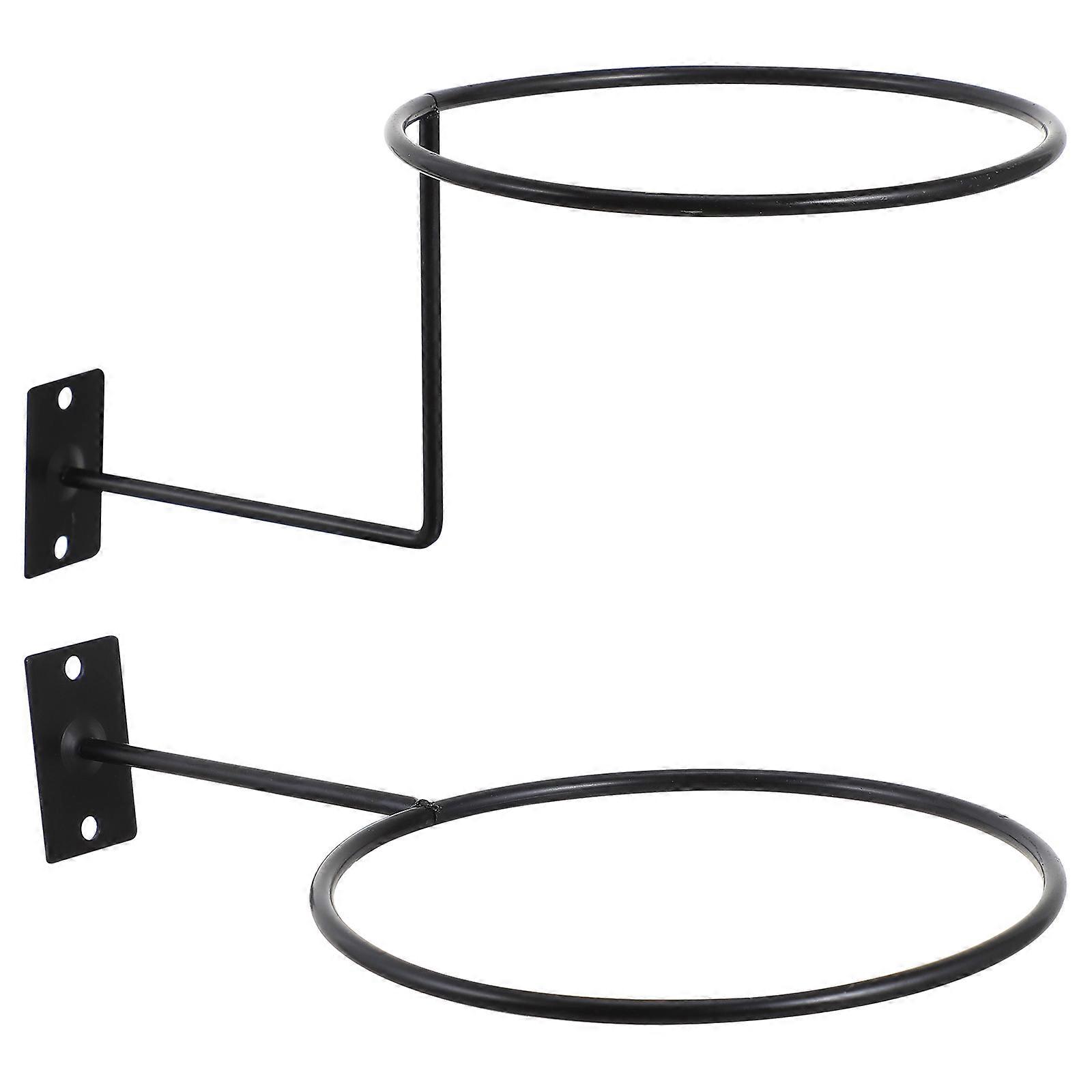 Black Iron Wall-Mounted Ball Rack Display For Vertical Ball Holding And Space Saving 9.3X4.7X5.5 Inch 2Pack