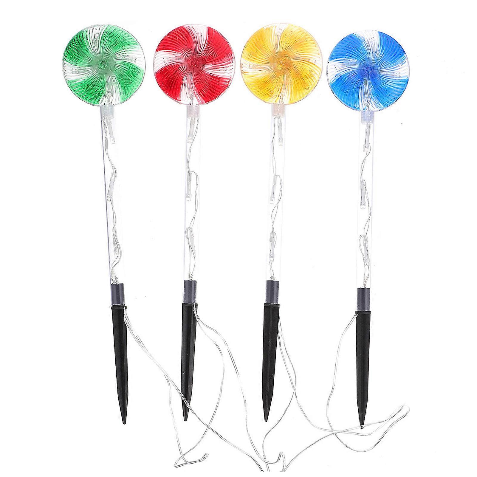 Solar Powered Candy Shape Ground Insert Lamp For Garden Lawns With Lollipop Design 1 Set