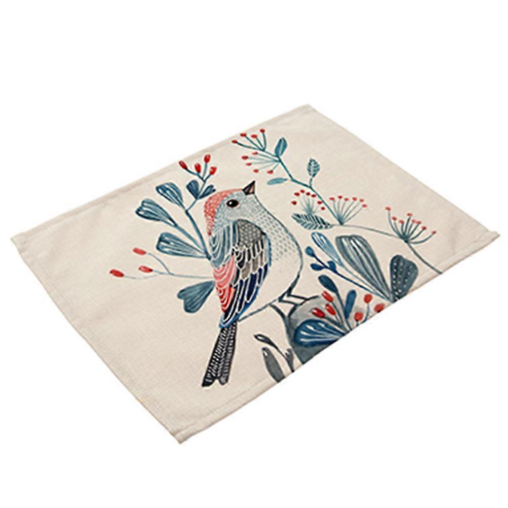 Beautiful Bird Pattern Print Heat Insulation Placemat Tableware Table Mat (MA0002-3)