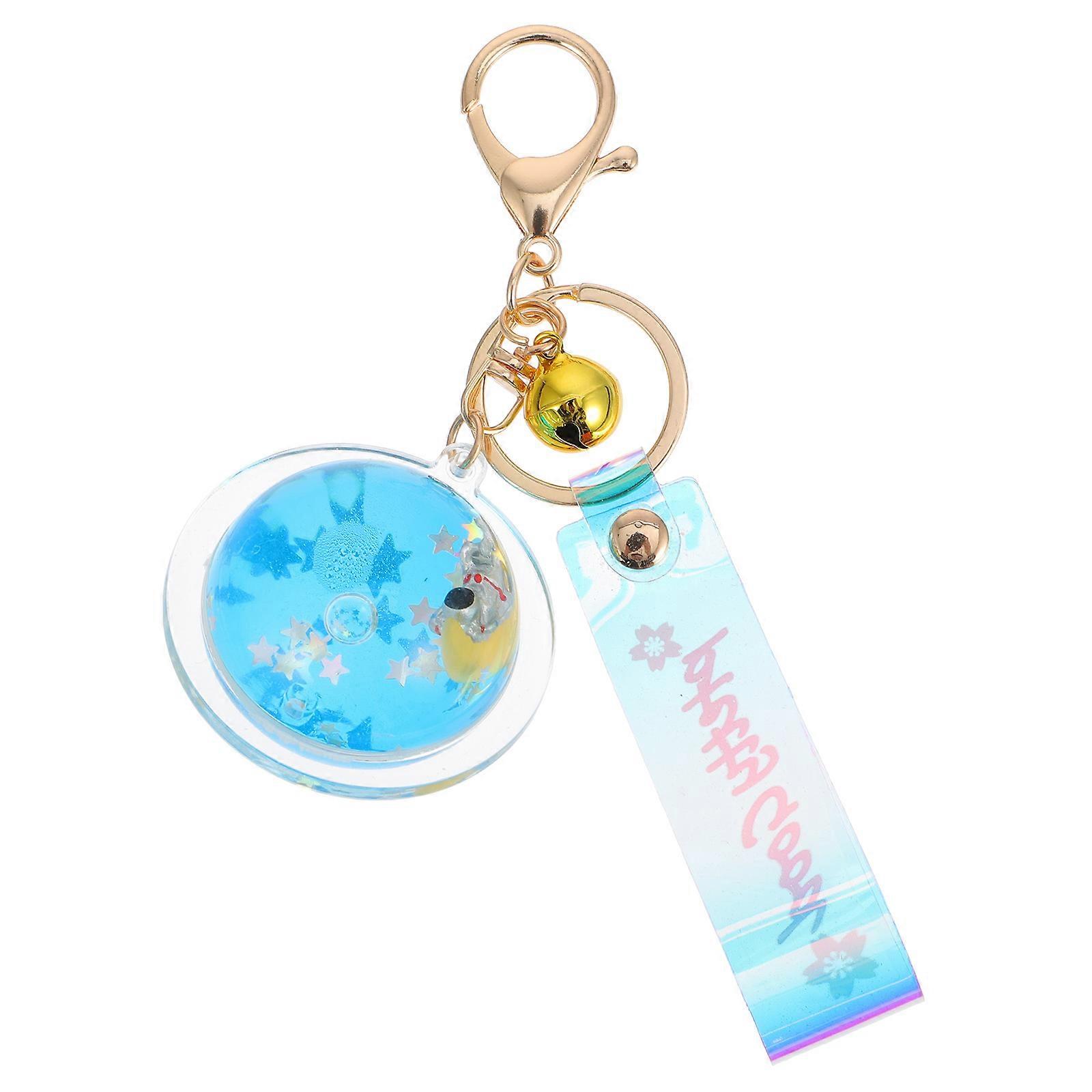 Quicksand Key Ring Keychain Decor Spaceman Design Daily Use Yellow Acrylic 1Pcs