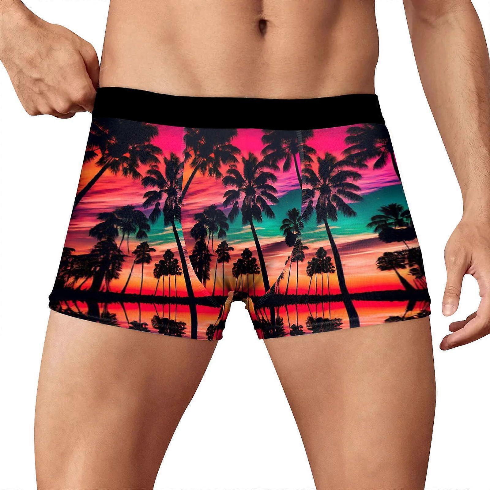 Men's Underwear Casual Comfortable Printed Retro Style Red 3XL