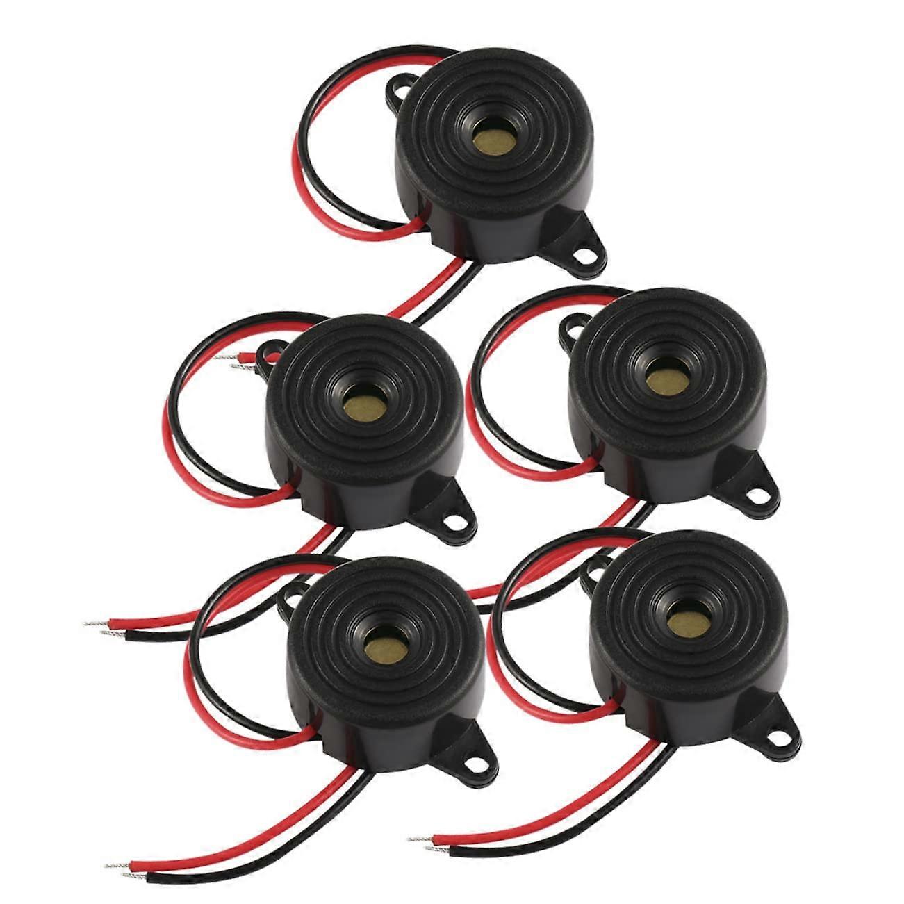 Active Buzzer Piezoelectric Sound Alarm 2-Wire Low Voltage Electronic Replacement Buzzer Compatible with Car, Pack of 5 Copper