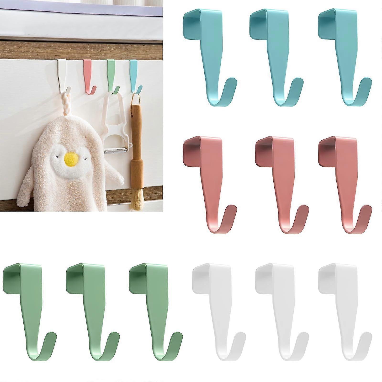 Colorful Door Hooks for Hanging, 12 Coat Hooks, Outdoor / Home, Metal Clothes Hooks