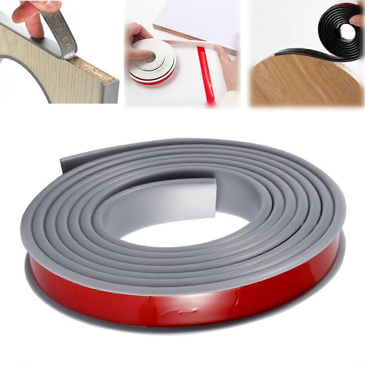 Soft Self-Adhesive TPE Furniture Edge Tape U-Shaped Edge Protection Strips for Cabinet/Wardrobe/Worktop Grey 32mm x 3m