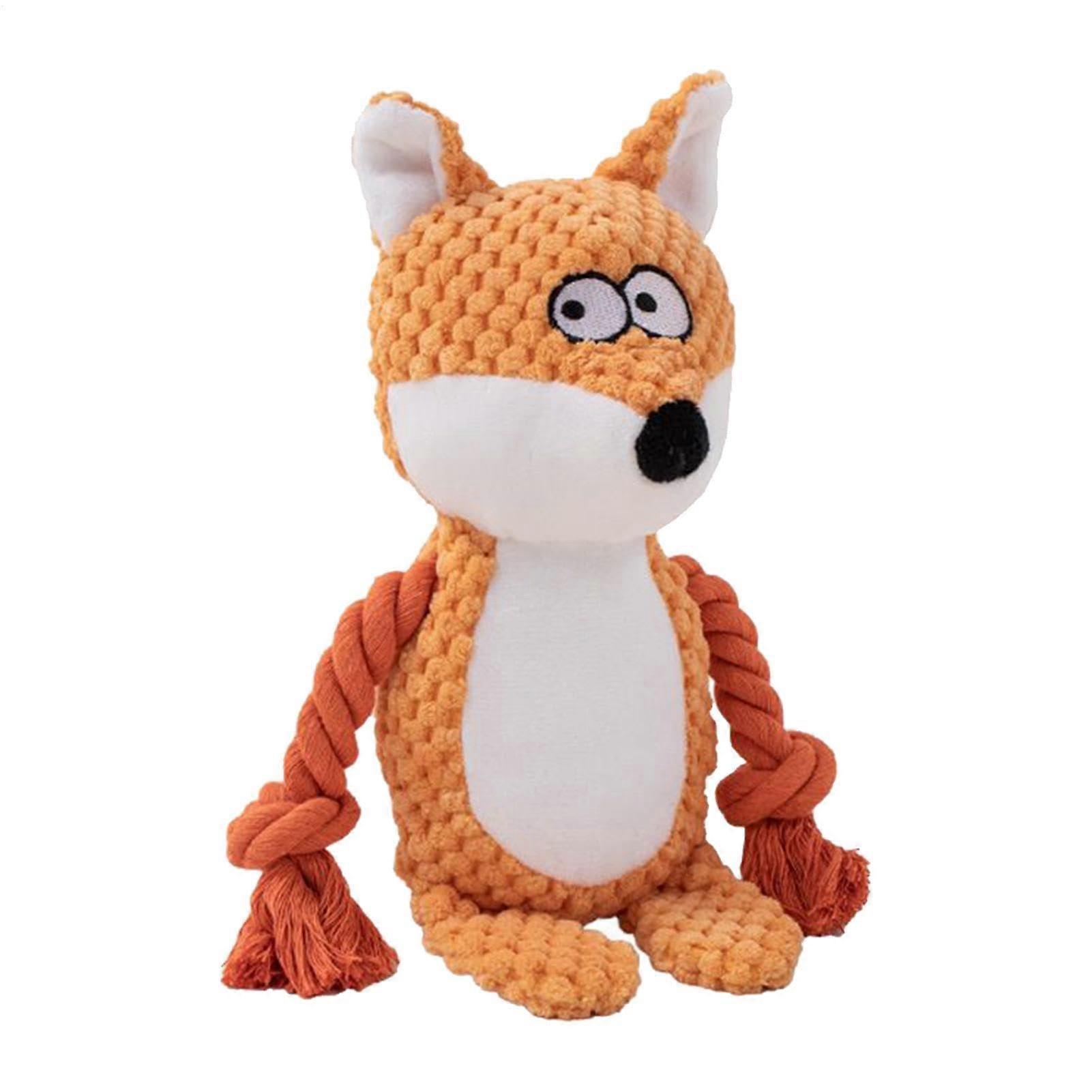 Small Dog Squeaky Toys  Interactive Puppy Rope Doll  Fox, Elephant, Frog Shape Chew Toy with Squeakers, Dog Interactive Doll for Aggressive Chewers