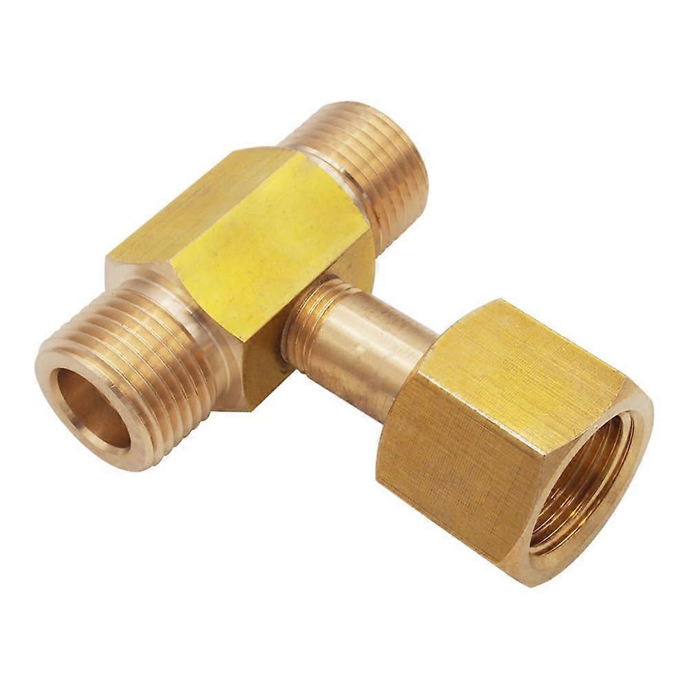 W21.8-14 CO2 Tank Brass Threaded Tee Fitting 3-Way Connector Charging Adaptor For Beer Homebrew Aquarium