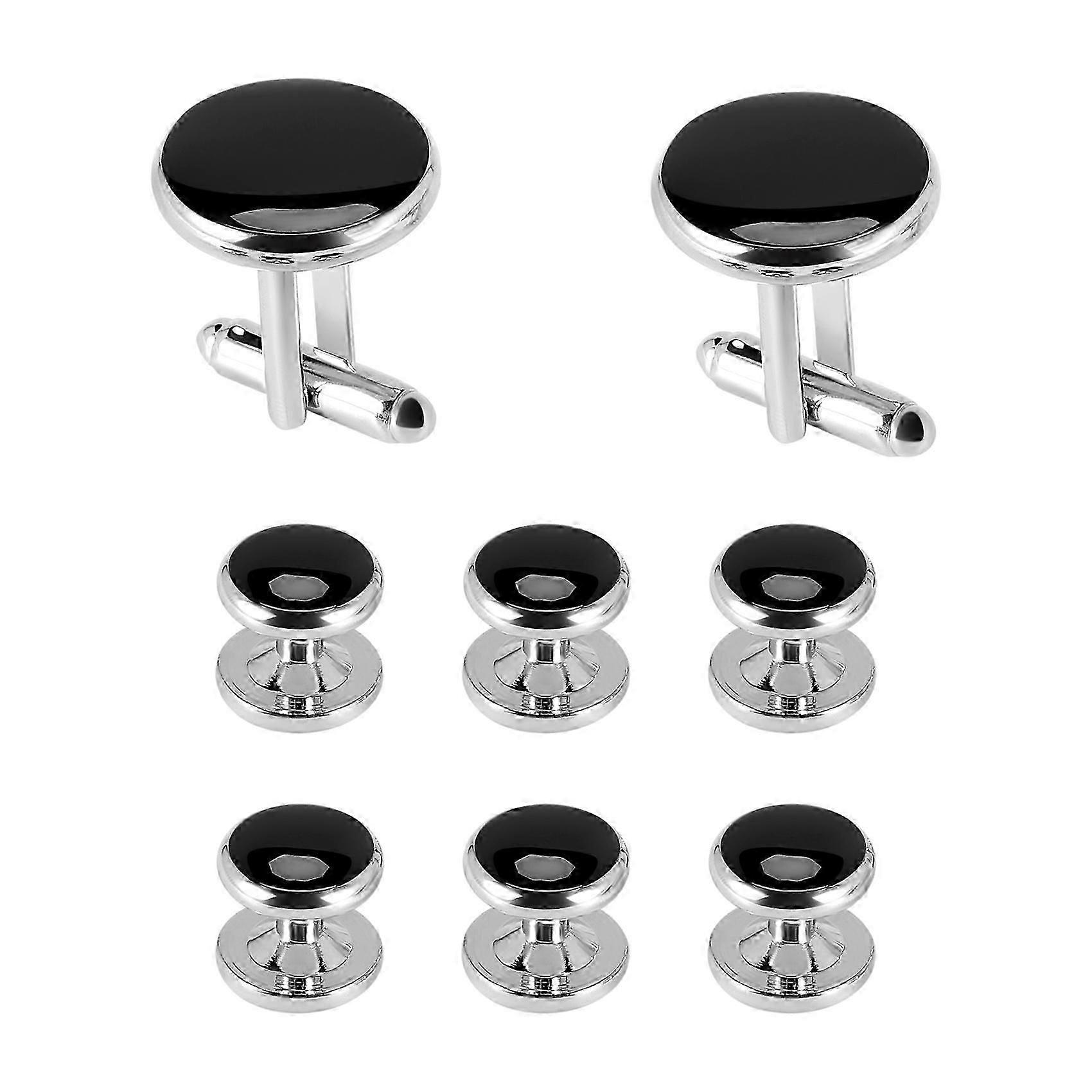 Set di gemelli e borchie per camicie da smoking, business, matrimonio, 2 gemelli e 6 borchie