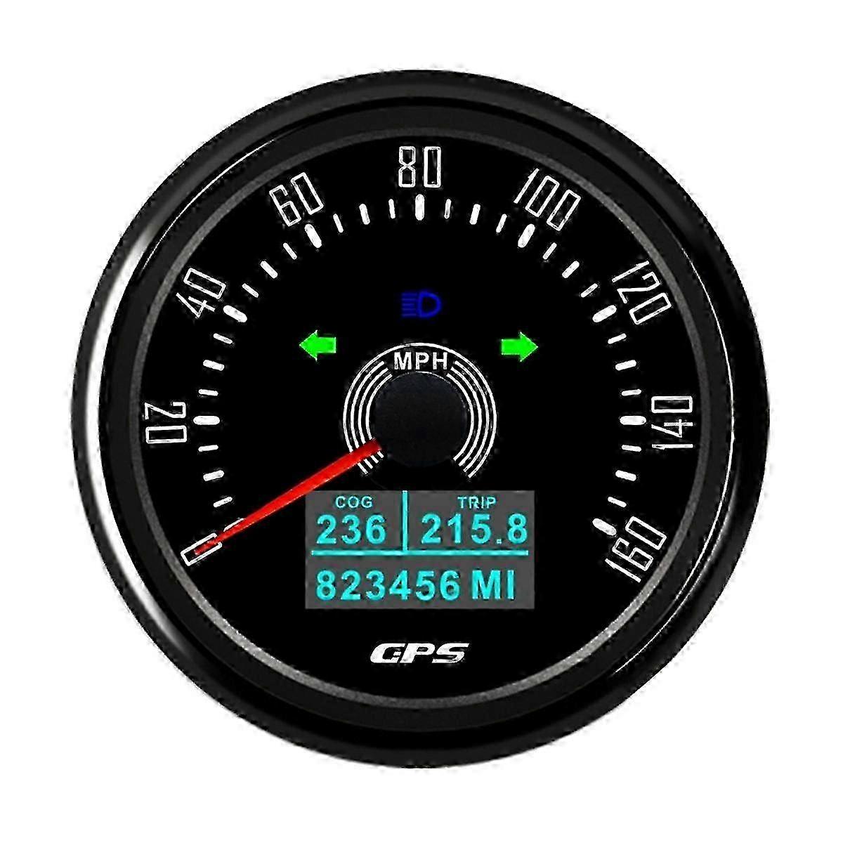85MM GPS Speedometer for Car Boat Marine with Antenna, 7-Color Backlight Digital Odometer - Speeds up to 160MPH in 12V/24V Vehicles