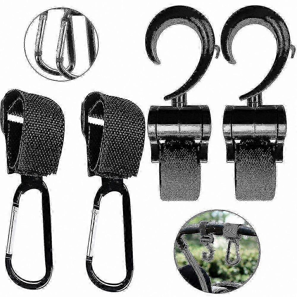 Universal Stroller Hooks, 4-Pack Bag Holders for Diaper Bags and Accessories