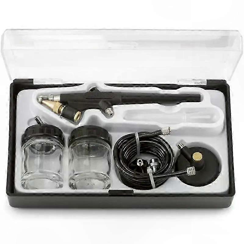 Mini Single Action Airbrush Kit with 0.8mm Nozzle, Siphon Feed Spray Gun, Hose, and 22cc Fluid Cups for Art and Hobby Use