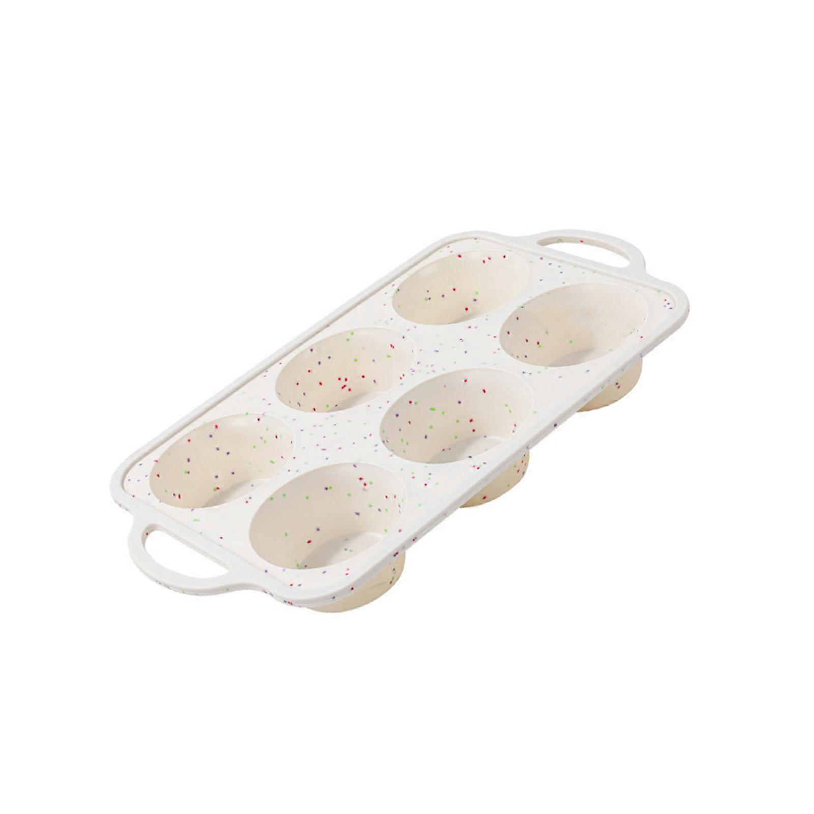 Multipurpose Silicones Cupcake Pan Metal Frame Speckled Design Oven Safe Baking Tray Mold with 6 Cups For Party Dessert Multicolor