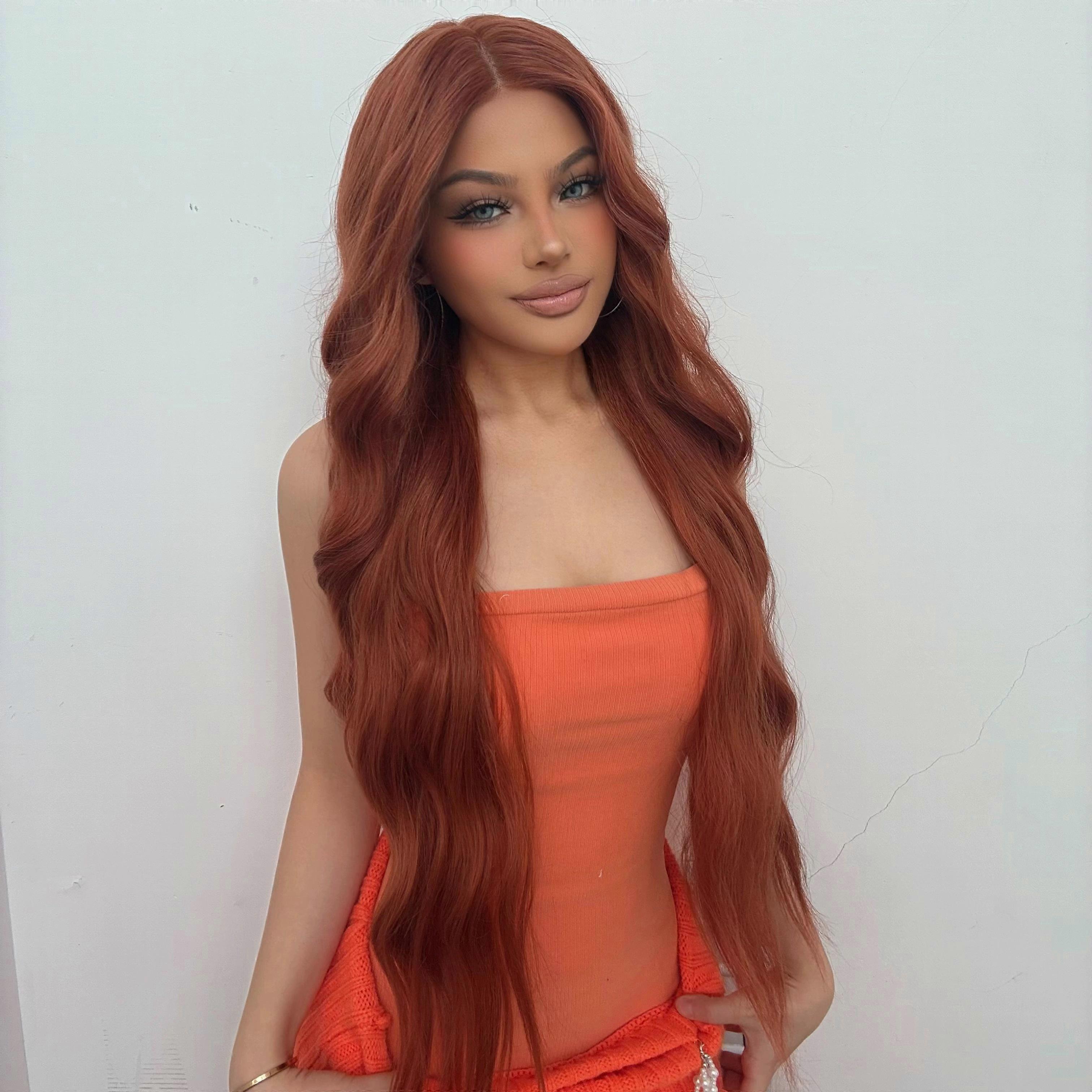 Copper Red 13x6 Lace Front Wig – Silky Wavy Curls Pre-Plucked Hairline & Natural Baby Hairs for Seamless Wear