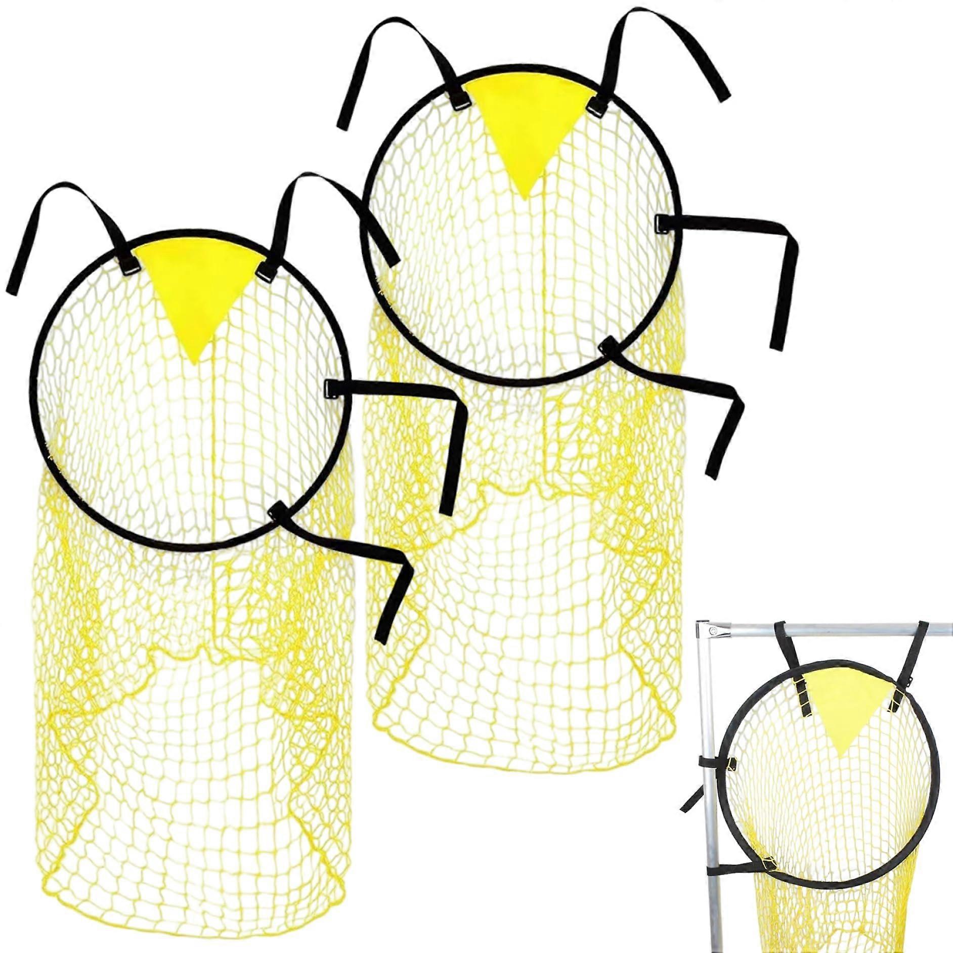 Soccer Target Net 2Piece Set Foldable Goal With 4 Adjustable Straps For Football Shooting Practice