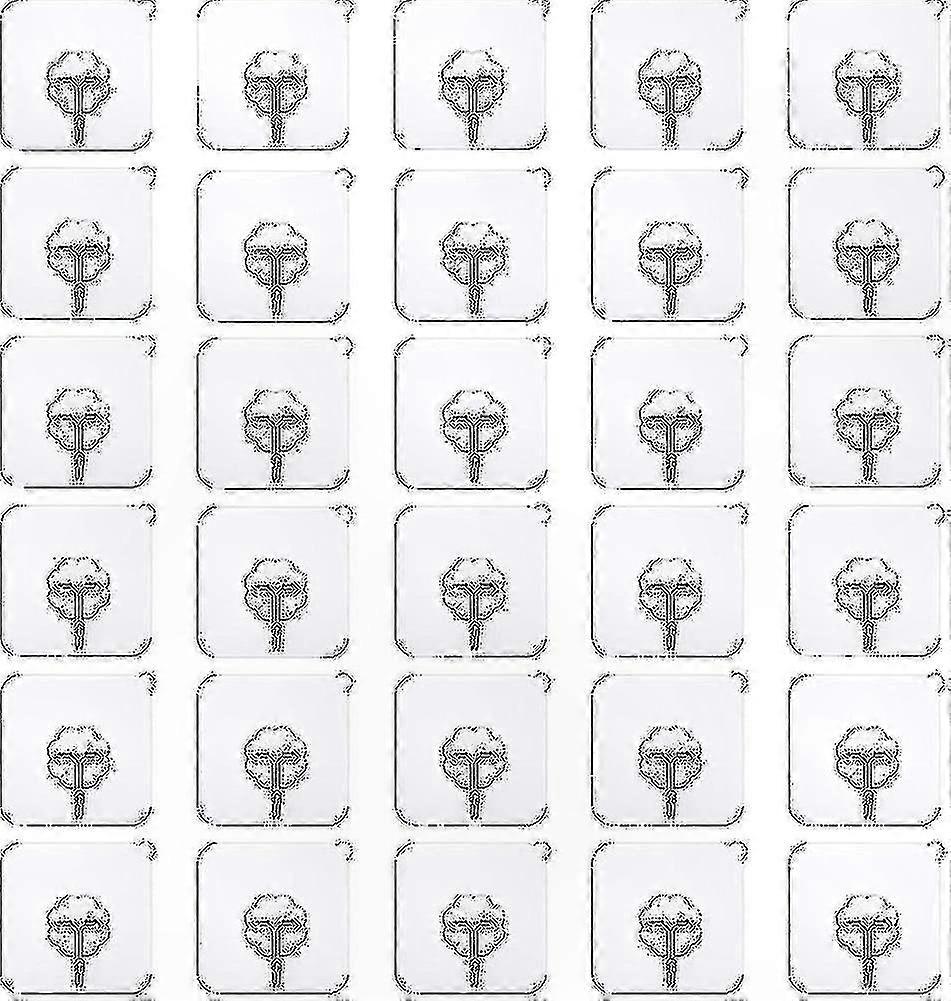 30-Pack Robust Adhesive Hooks, 22lbs/10kg Capacity, Drill-Free Wall Mounts