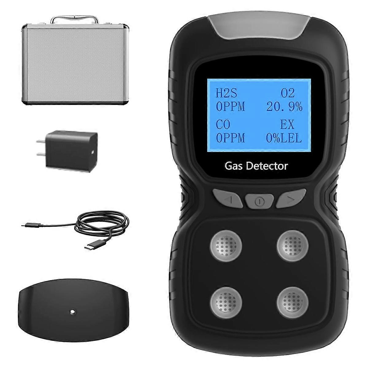 4 Gas Monitor,4 Gas Detector for H2S,CO,LEL and O2,Adopt High-Precision ADC Acquisition Chip and 32-Bit Nano-Processor B