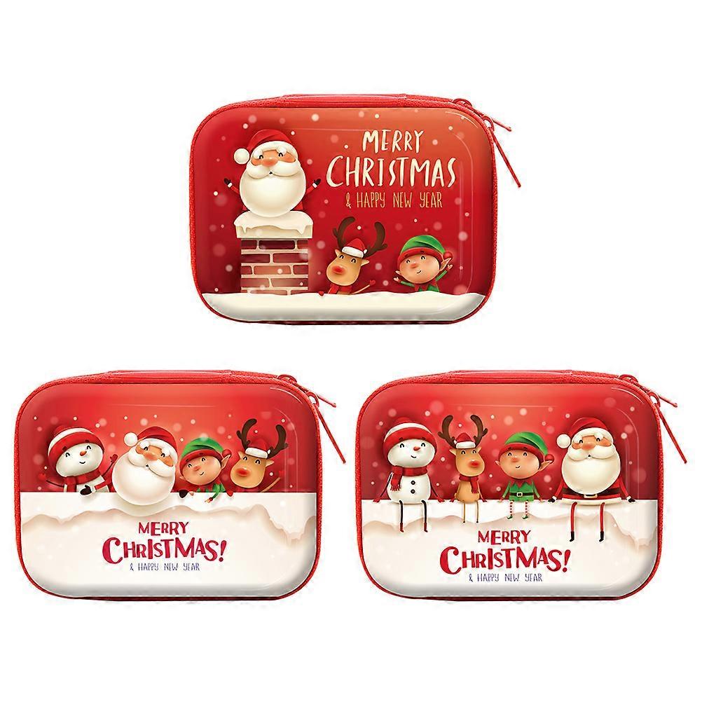 Cute Print Change Bag Storage Purse In Red For Kids Perfect For Candies Container 3Set