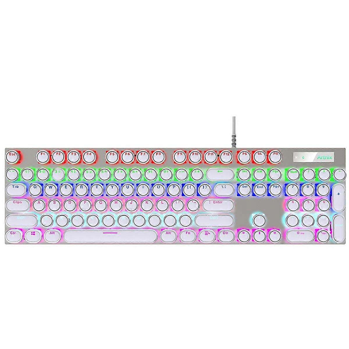 104Pcs/Set Universal Round Key Cap Keycaps for Cherry MX Mechanical Keyboard Backlit Design White