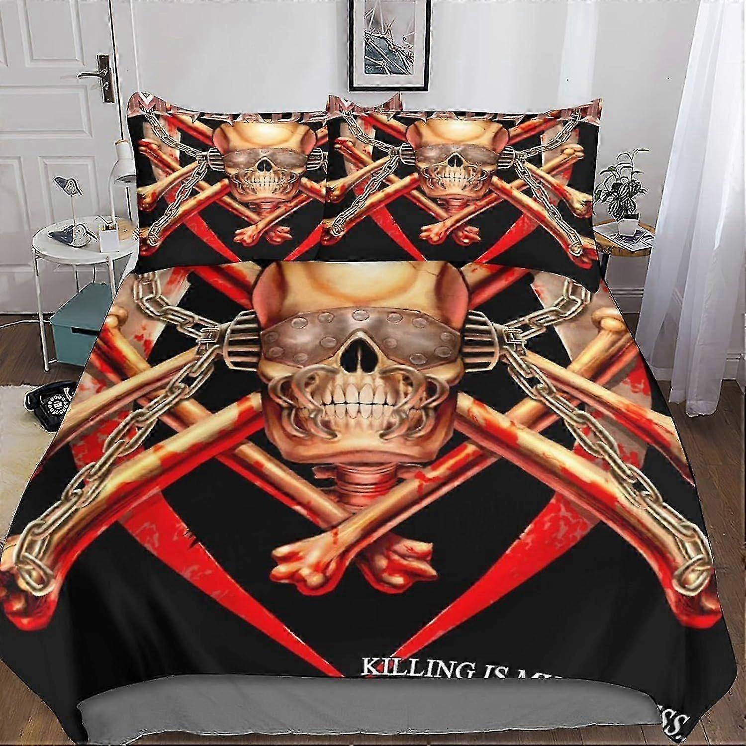 Megadeth Sets Duvet Cover Pillowcases 3D Microfiber Skull Bedding Set Bed Linen with Zipper Closure 3 Pcs Double