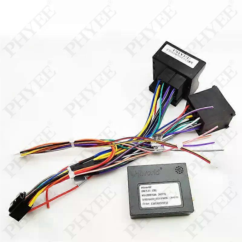 Wiring Harness Adapter with CAN Bus Decoder, 16 Pin Plug to Quadlock H-MTD Female Connector, Car Android Cable for BMW E39 E46