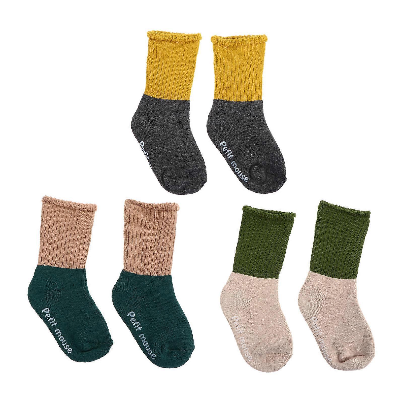 Baby Warm Socks Baby Stockings for Wearing 3Pairs Colorful Set