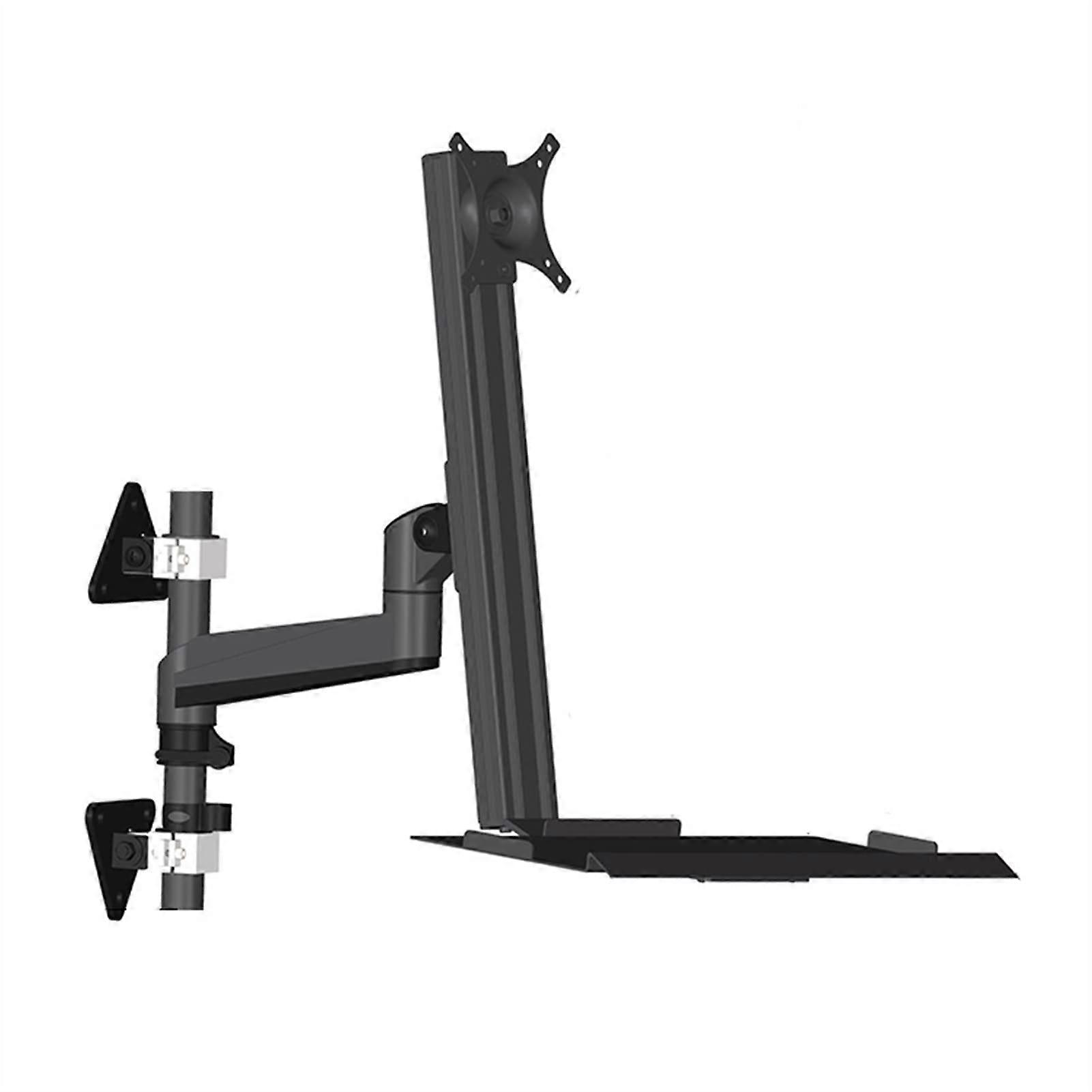 Monitor Desk Mount Adjustable SitStand VESA 75x75/100x100 Foldable Keyboard Tray Black
