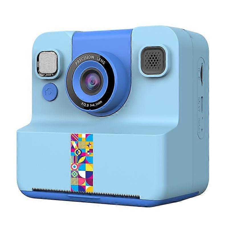 Kids Instant Print Camera A30 2400W Pixel 2.4 Inch IPS Screen 180 Flip Lens 1080P Video 32GB TF Card(Blue)