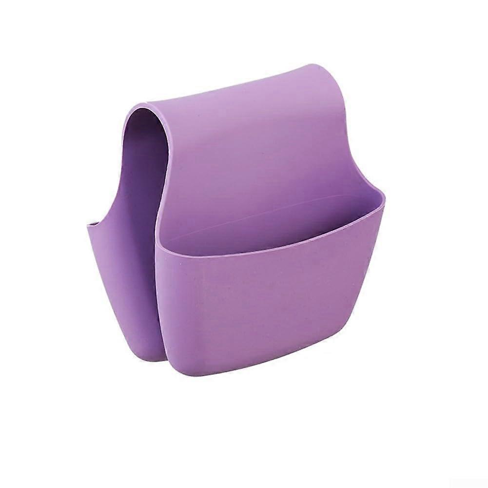 Efficient Silicone Sink Organizer With Drain Hole Keeps Cleaning Tools Neat Purple