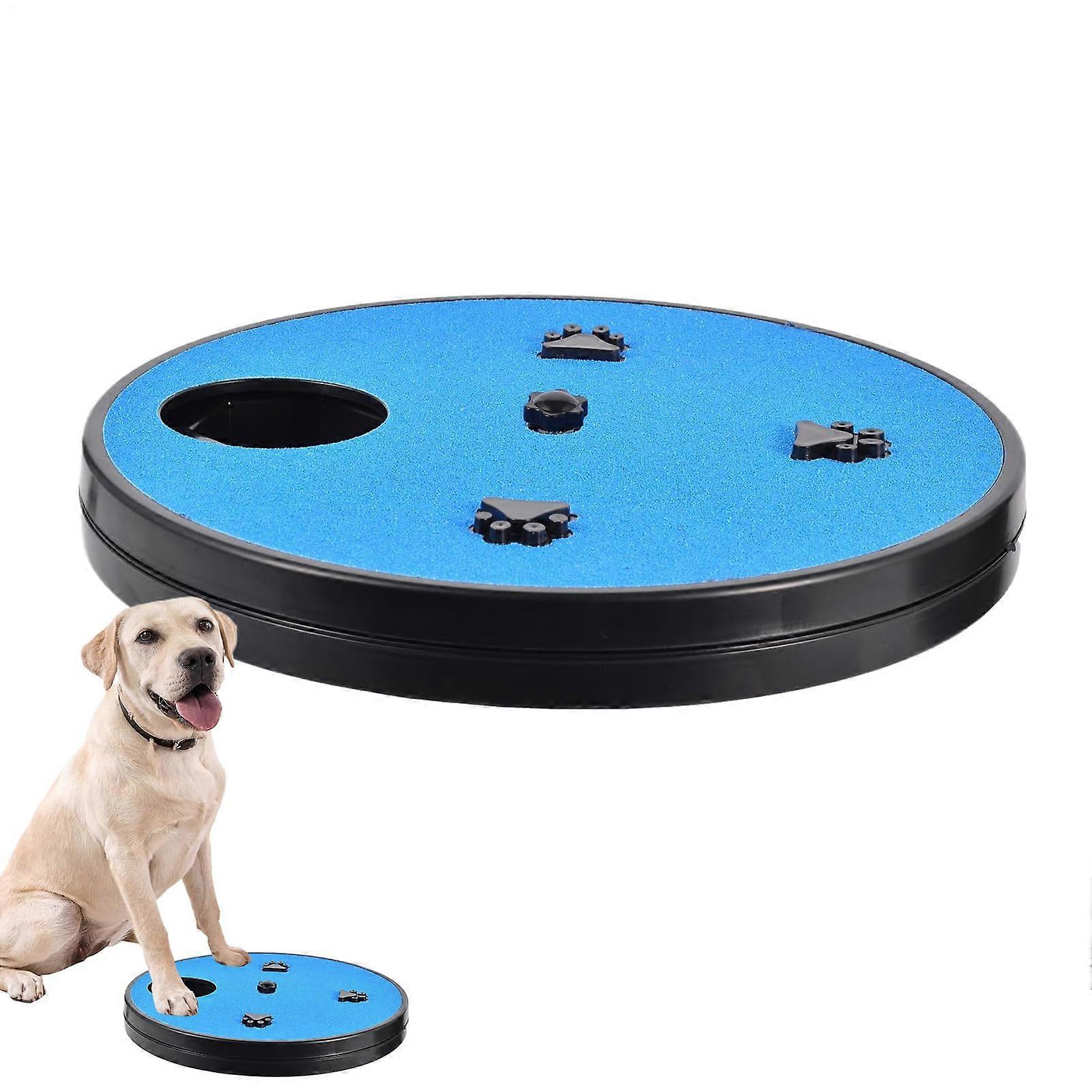 Dog Nail File Scratchboard With BuiltIn 6Compartment Food Tray Round SlowFeeding Toy Durable Indoor Grooming Pad Blue
