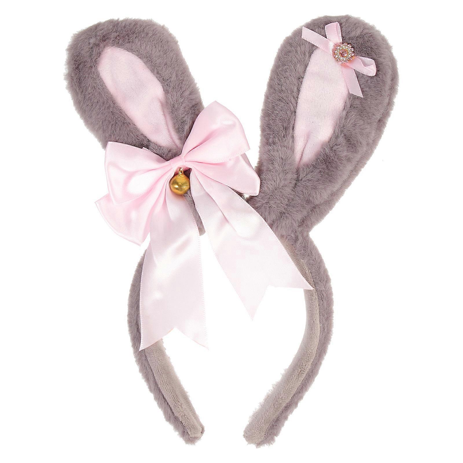Rabbit Ears Hair Clasp for Decoration 1 Piece Grey Bowknot Plush Headband