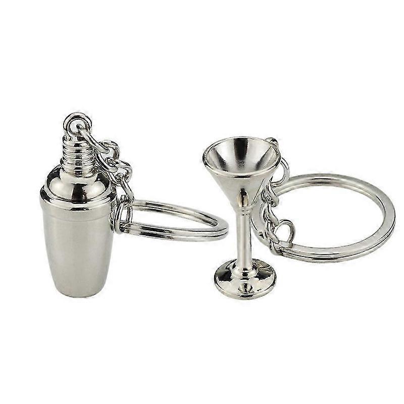 2Pcs Creative and Fashion Goblet Shaped Key Chain Cocktail Shake Shaped Key Chain