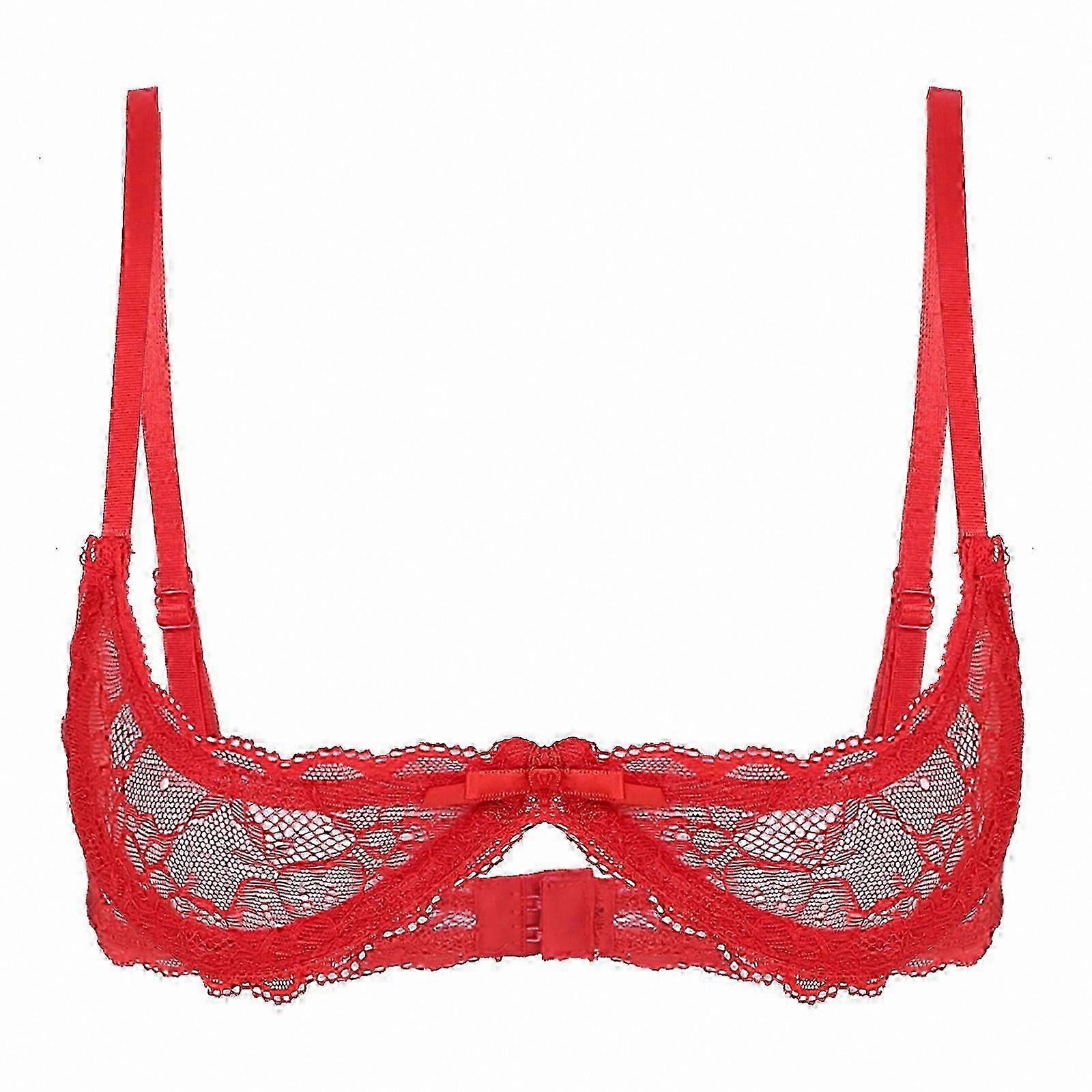 Lace Open Cup Bra with Adjustable Straps and Underwire Support for Women