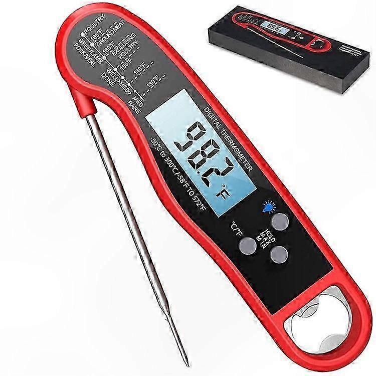 Folding BBQ Thermometer with Bottle Opener and Waterproof Design for Kitchen Use