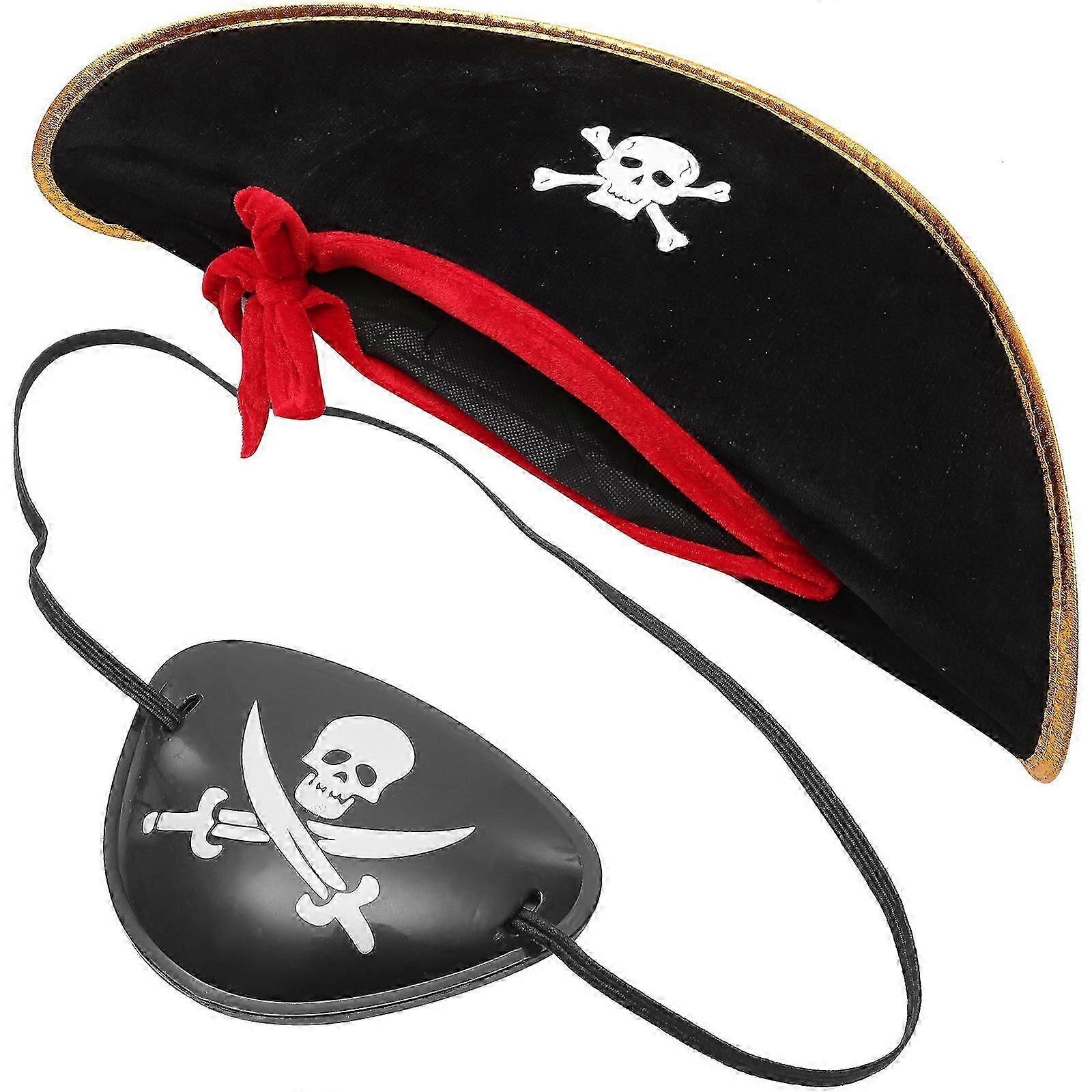 Childs Pirate Eye Patch Pirate Hat and Eye Patch Set Performance Costume Accessory 2Pcs