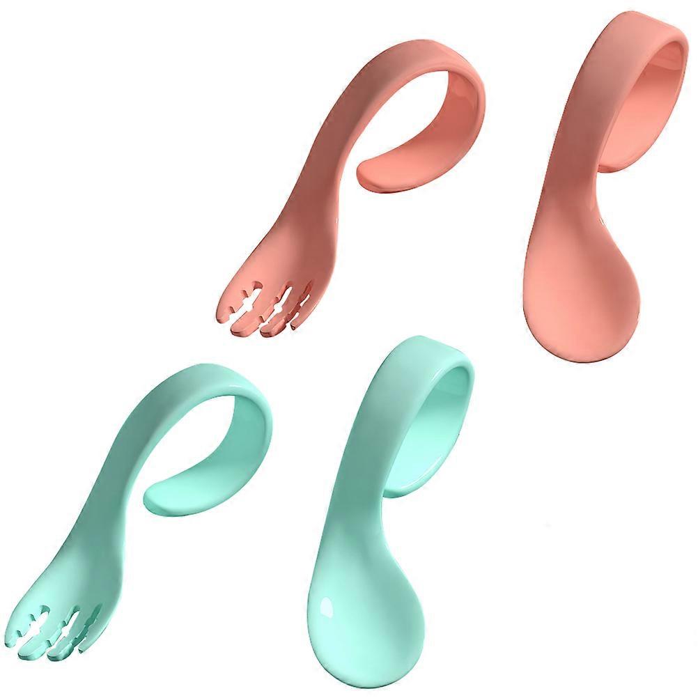 Safe Baby Spoon Fork for Tableware 4Pcs Training Utensils Assorted Color
