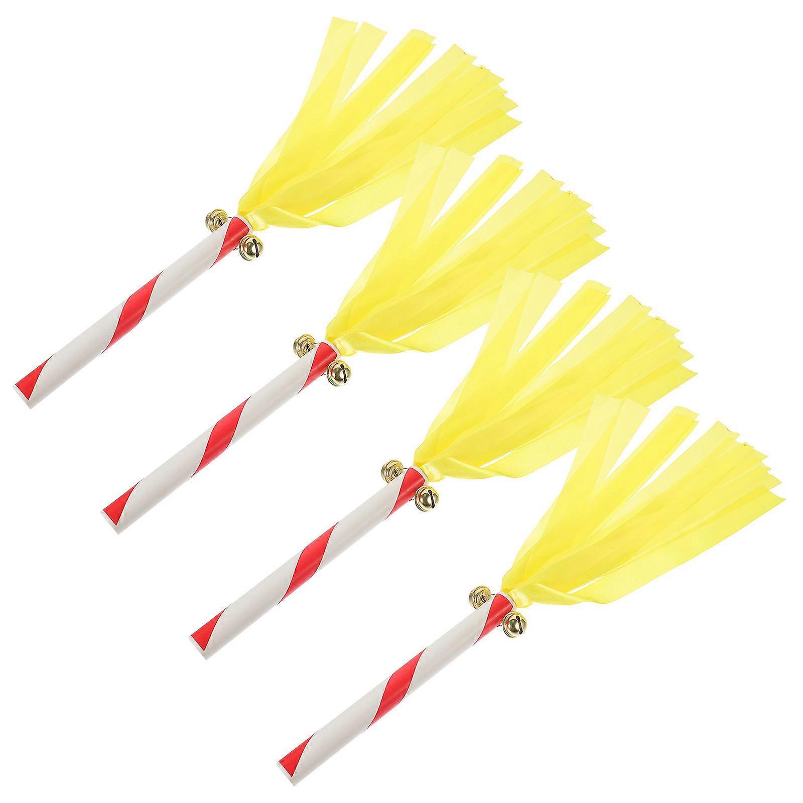 PVC Cheerleading Pompom Stick for Party Use 16Pcs Yellow Sticks