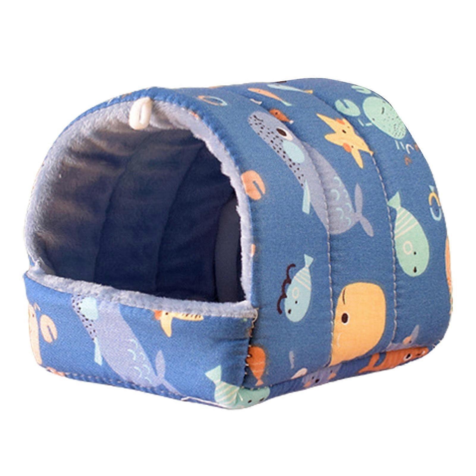 Guinea Pig Bed Cave, Cute Cartoon Pattern Soft Skin-friendly Cozy Hamster House Hideout Compatible with Dwarf Rabbits, Hedgehog, Squirrel
