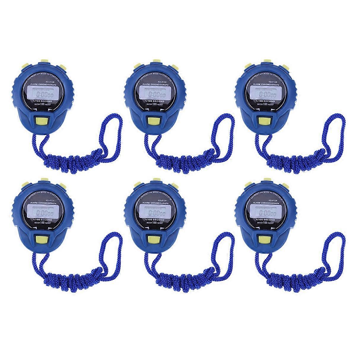 6PCS LCD Electronic Stopwatch Chronograph Digital Timer Sport Counter Odometer Watch