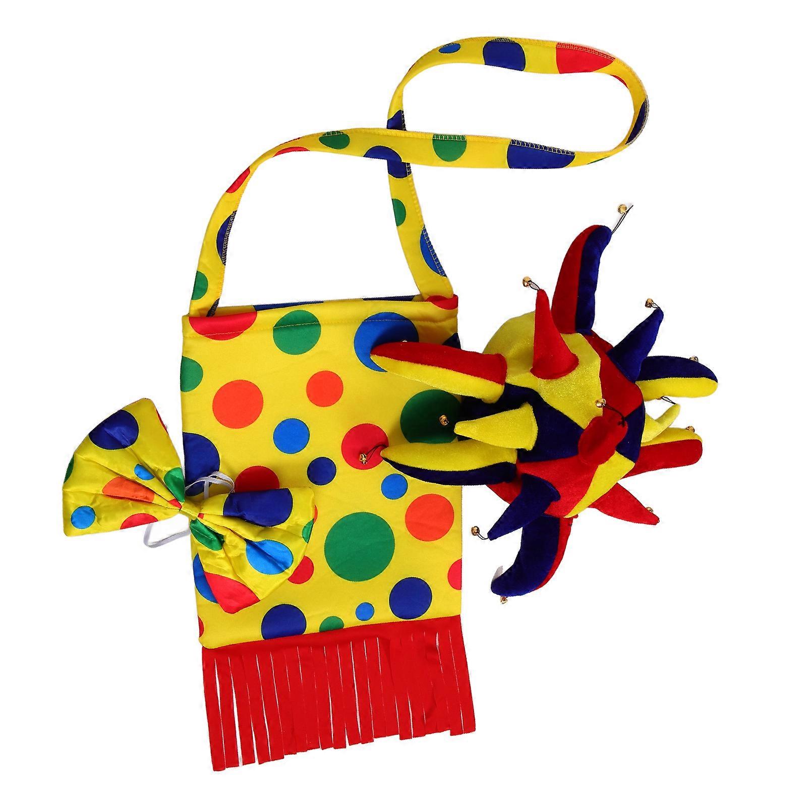 Clown Hat Bowtie And Bag Cosplay Prop 5 Sets Ideal For Adult And Teen Performers At Festivals And Masquerades In Durable Fabric