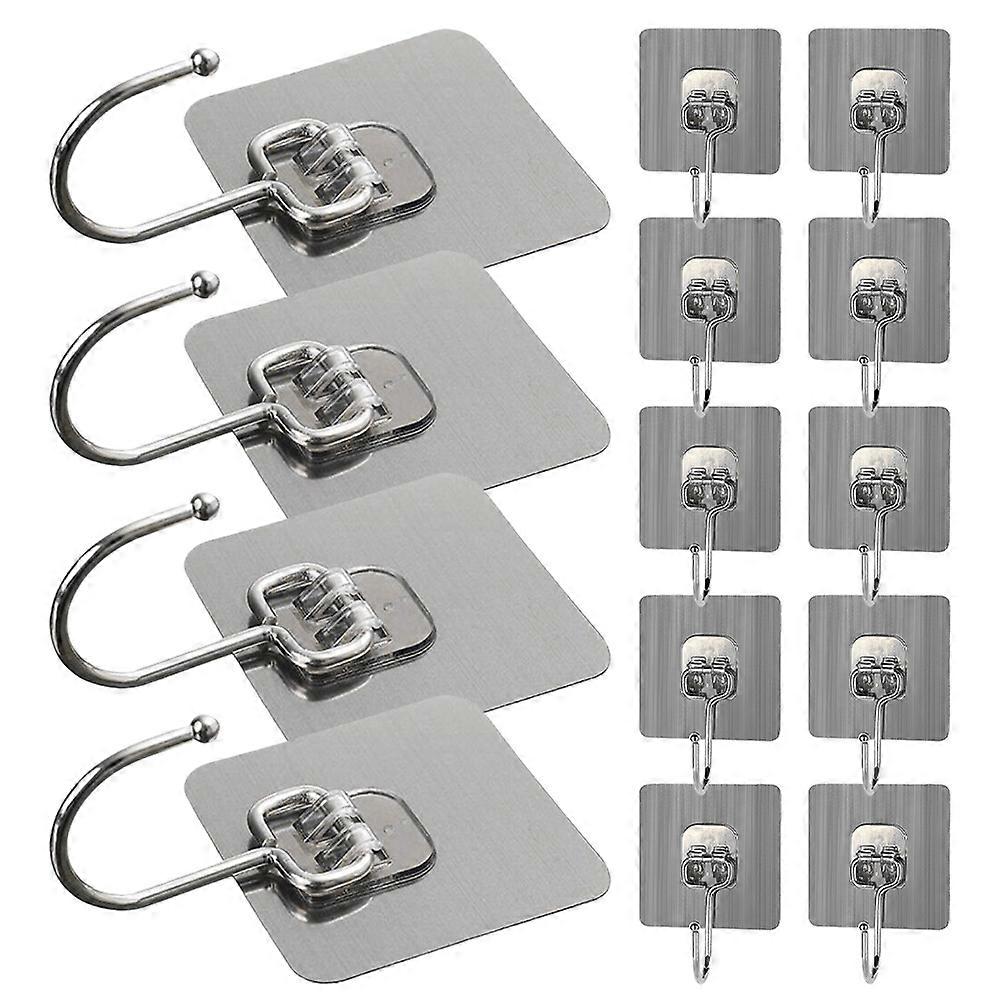 Adhesive Wall Hooks 60 Pcs Seamless Decorative Hooks For Homeowners Renters Kitchen Office Use Silver Rectangular