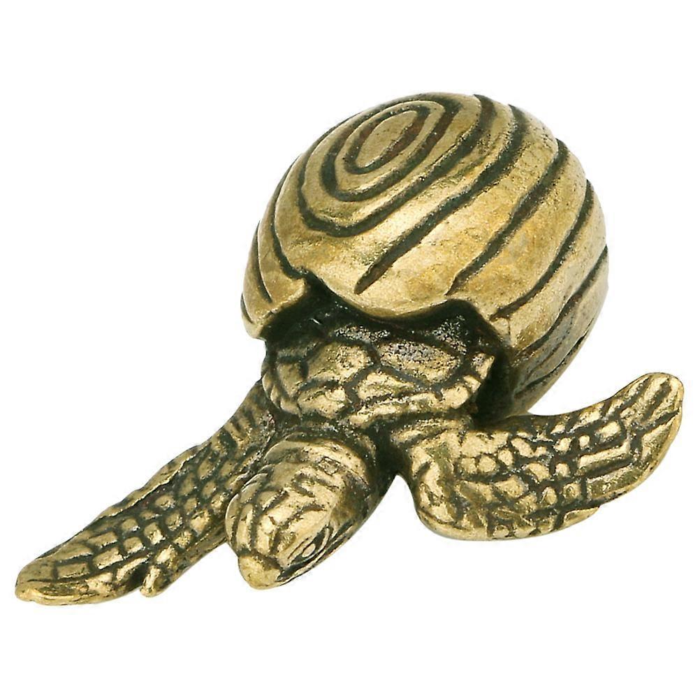 Golden Brass Turtle Statue Ornament 2Pcs for Office Decoration